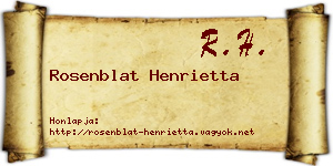 Rosenblat Henrietta névjegykártya