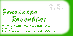 henrietta rosenblat business card